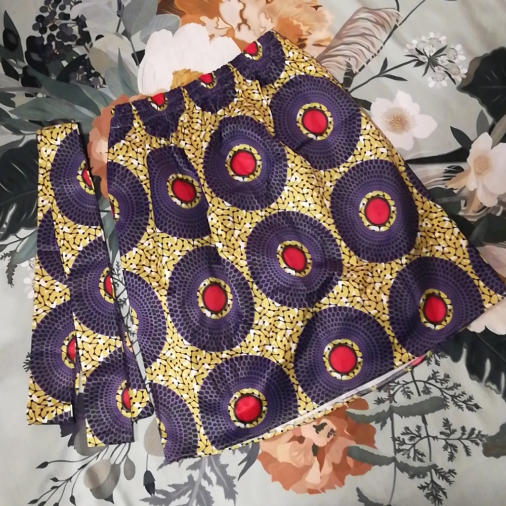 Women's African Printed Casual Midi Skirt Pockets